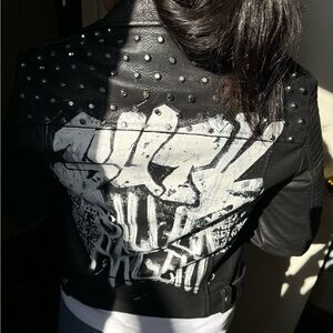 NWT Zara graffiti leather biker jacket
